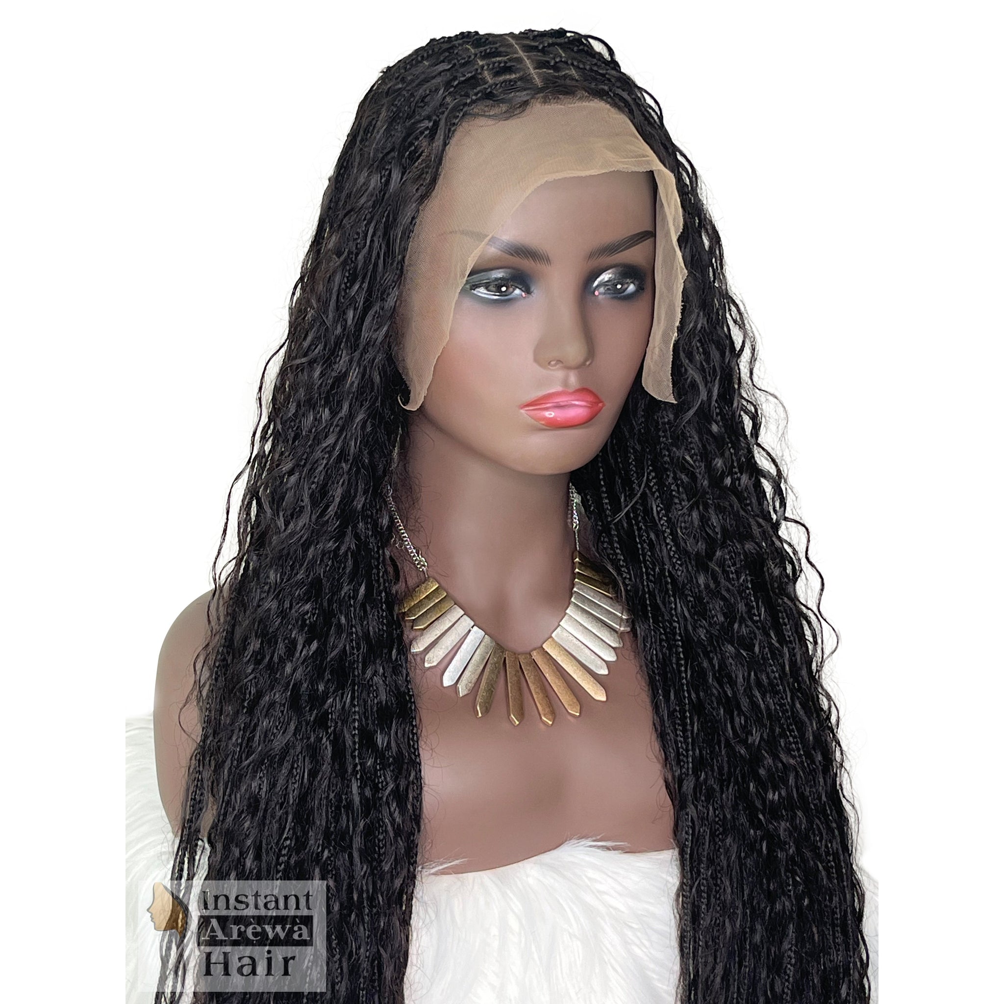 New Braided Wigs Synthetic Lace Front Wigs 28 inches Braided Wigs With Baby  Hair Brown Transparent